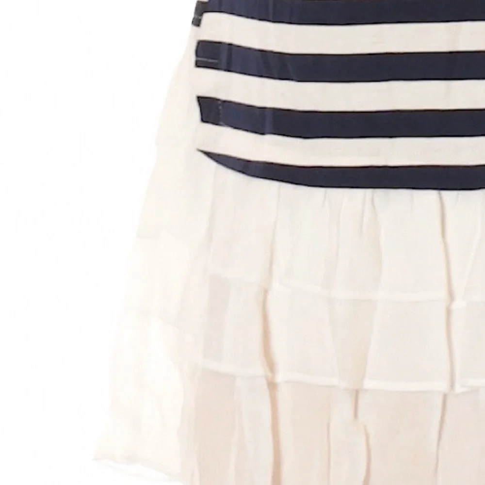 Doe & Rae Navy & White Striped Ruffle Hem Top | Size S - Picture 3 of 3